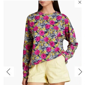 RHODE Thera floral-print cotton-fleece sweatshirt